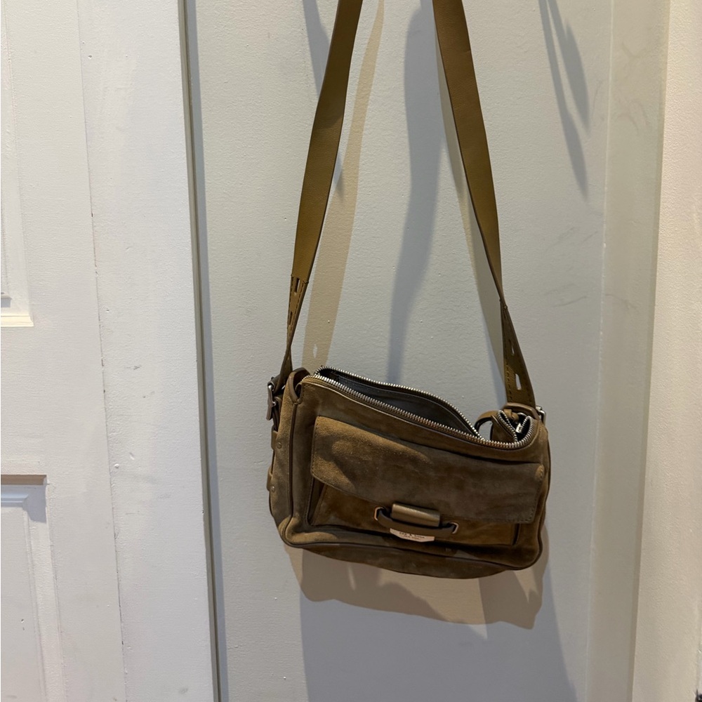 rag & bone Suede Leather Shoulder / Crossbody Bag – Taupe Brown